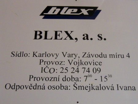 Označení posledního uživatele Vojkovického továrního komplexu - BLEX